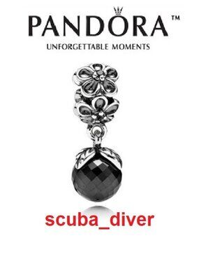 RARE Pandora Garden Odyssey Black Spinel and Gray Crystal Sterling Forever Bloom